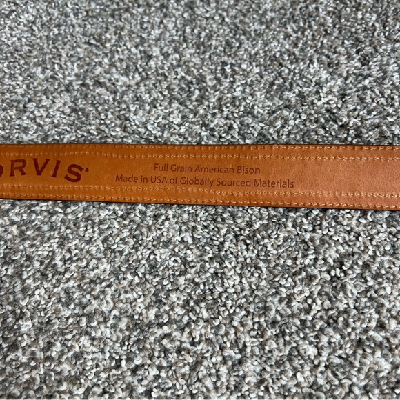 Orvis Bison Leather Western Woven Nickel Belt, 46”